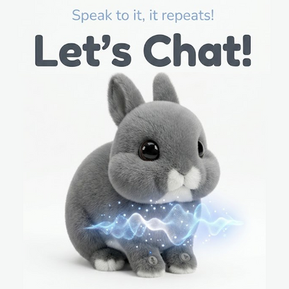 Talking British Dwarf Rabbit Plush Toy Interactive Chibi Bunny with Voice Mimic