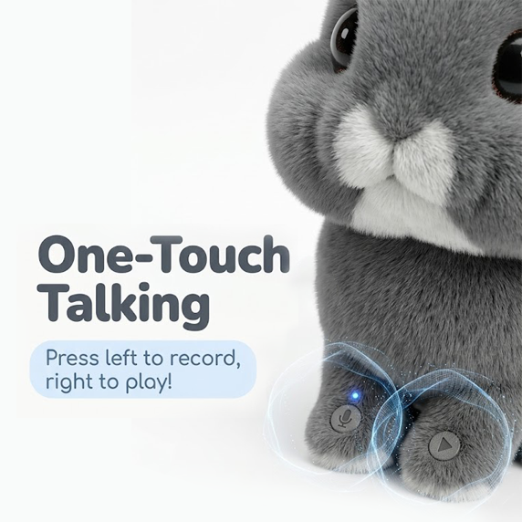 Talking British Dwarf Rabbit Plush Toy Interactive Chibi Bunny with Voice Mimic