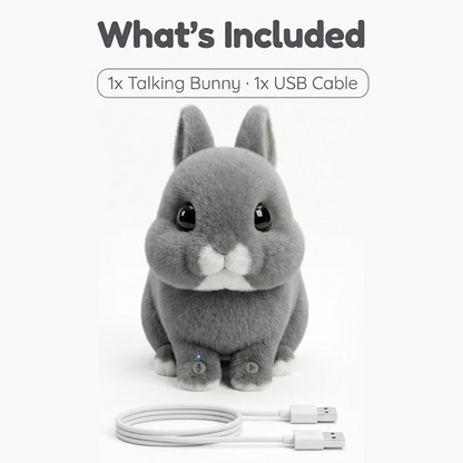 Talking British Dwarf Rabbit Plush Toy Interactive Chibi Bunny with Voice Mimic