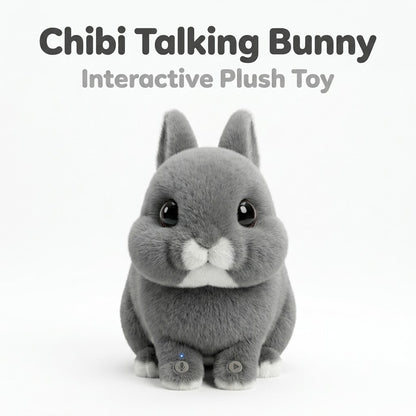 Talking British Dwarf Rabbit Plush Toy Interactive Chibi Bunny with Voice Mimic