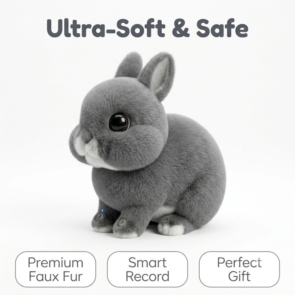 Talking British Dwarf Rabbit Plush Toy Interactive Chibi Bunny with Voice Mimic