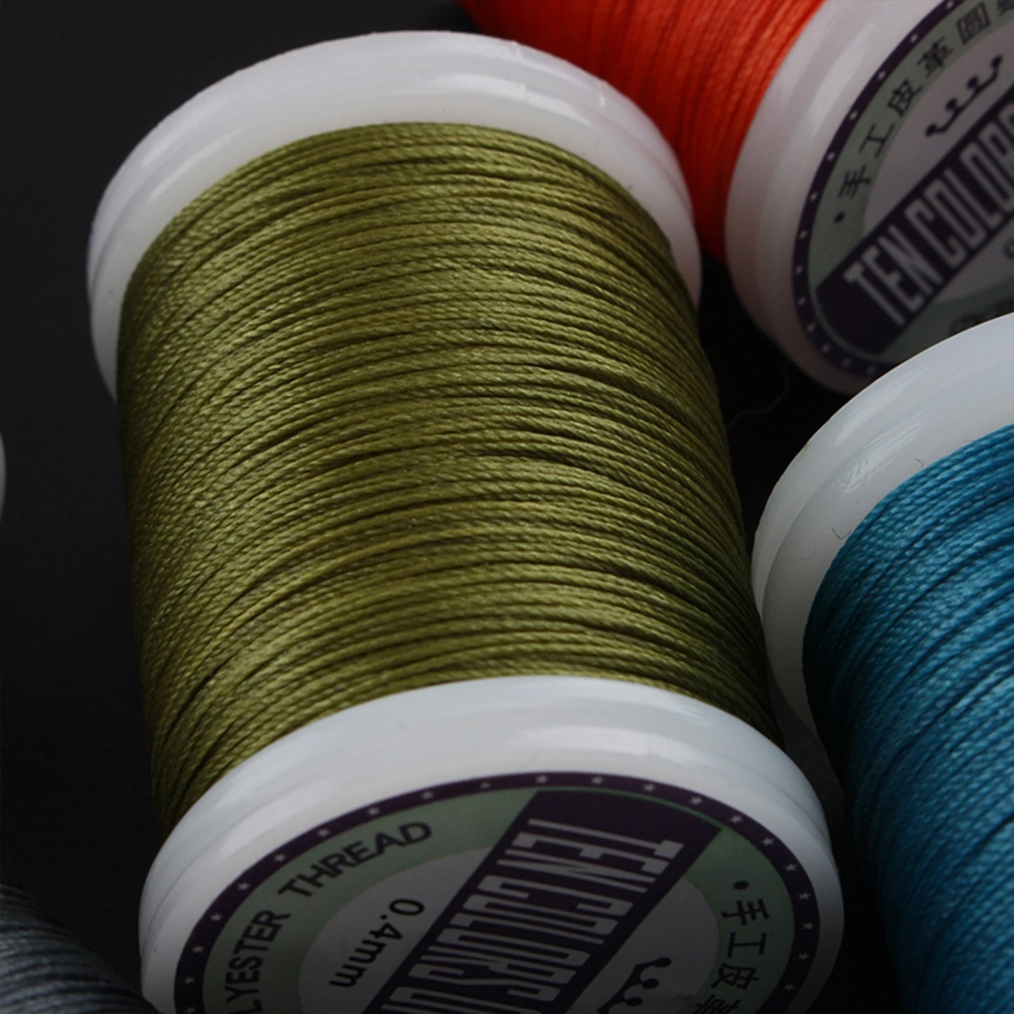 Round Waxed Polyester Thread Leather Craft Hand Sewing Essentials, Three Widths 0.4mm/0.5mm/0.6mm Picks and Colors