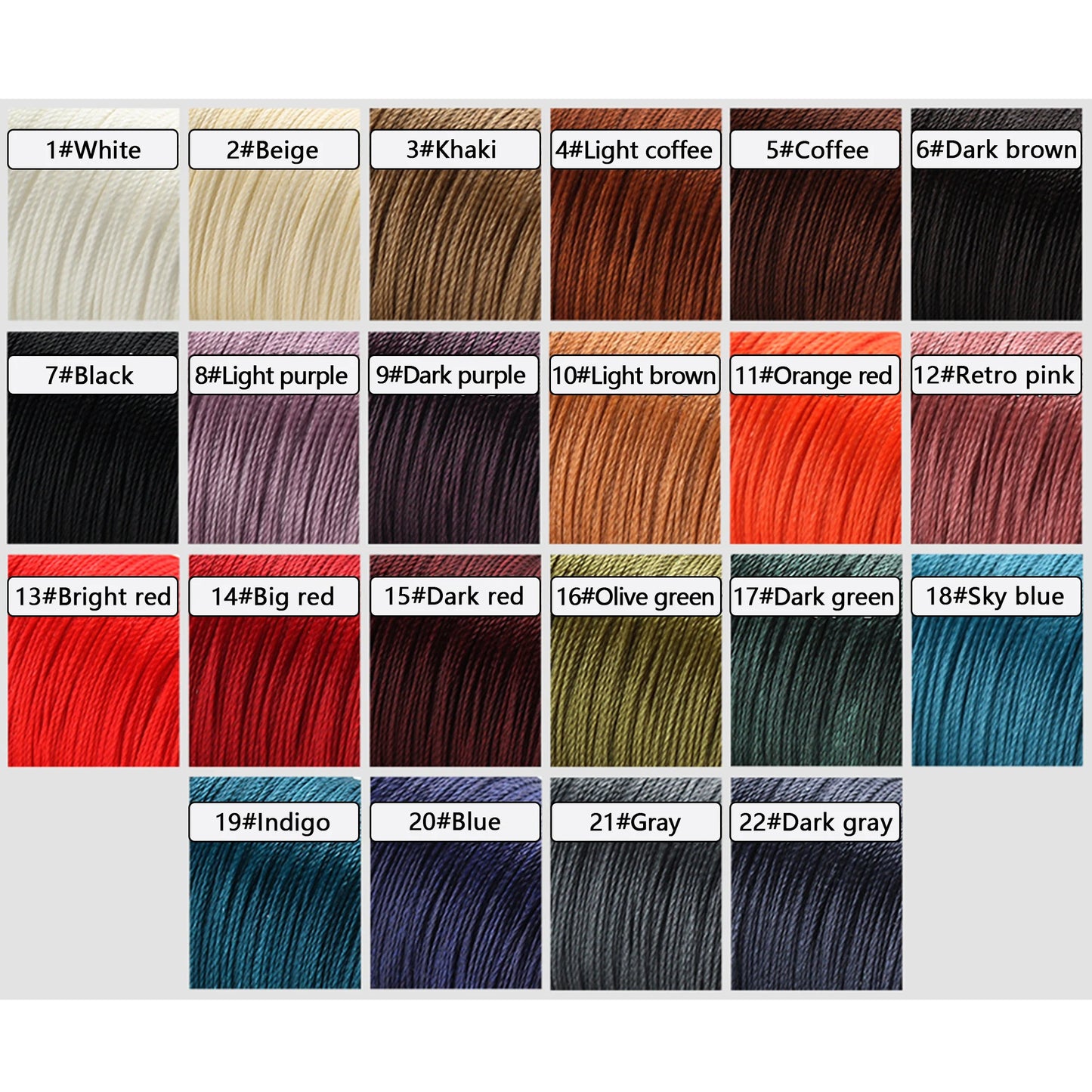 Round Waxed Polyester Thread Leather Craft Hand Sewing Essentials, Three Widths 0.4mm/0.5mm/0.6mm Picks and Colors