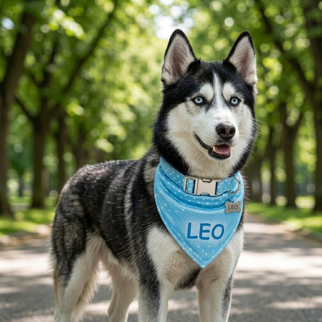 Personalized Dog Cooling Bandana Custom Pet Name Breathable Summer Heat Relief Bib