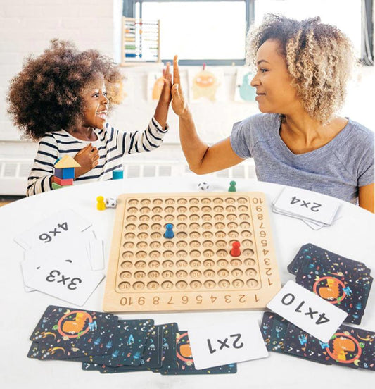 Wooden Montessori Multiplication Board Game Kids Learning Educational Toys Math Counting Hundred Board Interactive Thinking Game