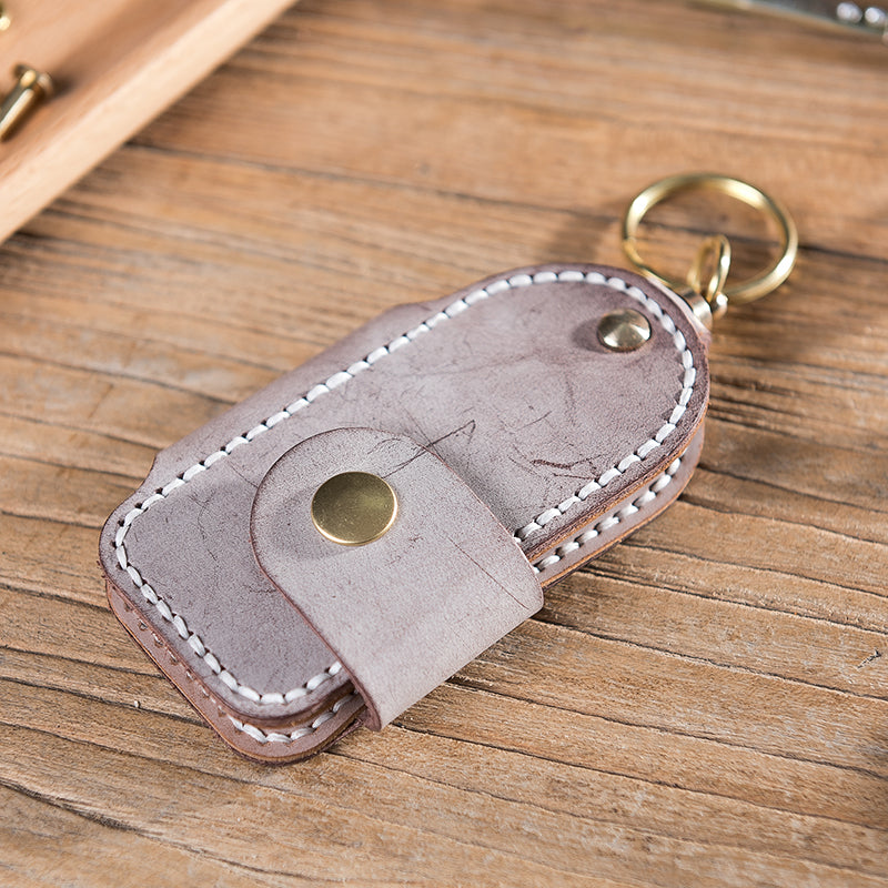 DIY material kit car keychain simple retro fog wax leather first layer cowhide