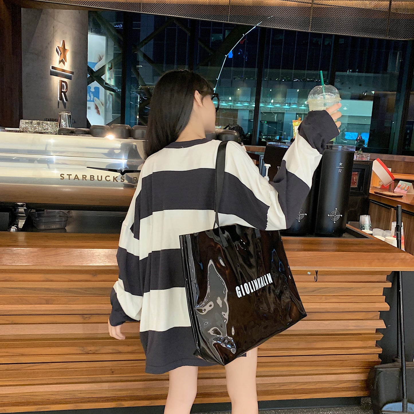 Customizable large volume Tote clear waterproof single shoulder pack PVC totes