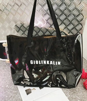Custom made large volume PVC waterproof women Renaissance single shoulder stapling Yoga Fitness Tote clear wrap set her most beautiful gift