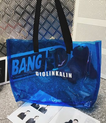 Custom made large volume PVC waterproof women Renaissance single shoulder stapling Yoga Fitness Tote clear wrap set her most beautiful gift