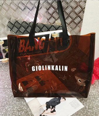 Custom made large volume PVC waterproof women Renaissance single shoulder stapling Yoga Fitness Tote clear wrap set her most beautiful gift