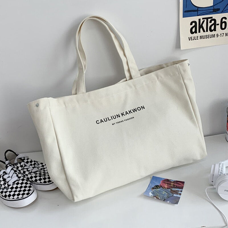 Large, thick canvas bag Simple handbag Tooth bag Eco-friendly canvas bag Travel one-shoulder bag