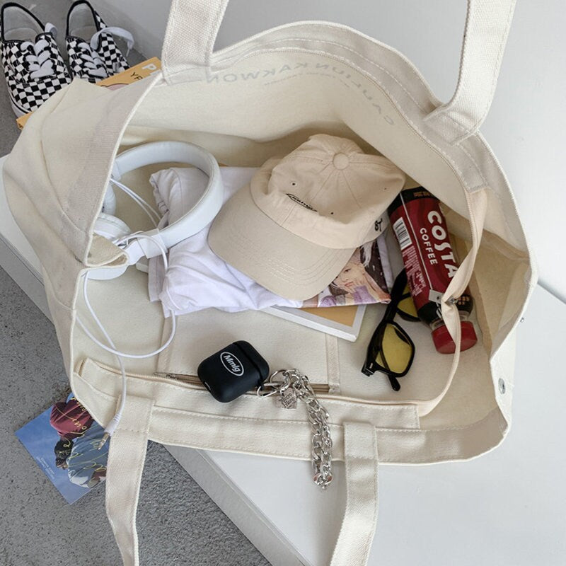 Large, thick canvas bag Simple handbag Tooth bag Eco-friendly canvas bag Travel one-shoulder bag