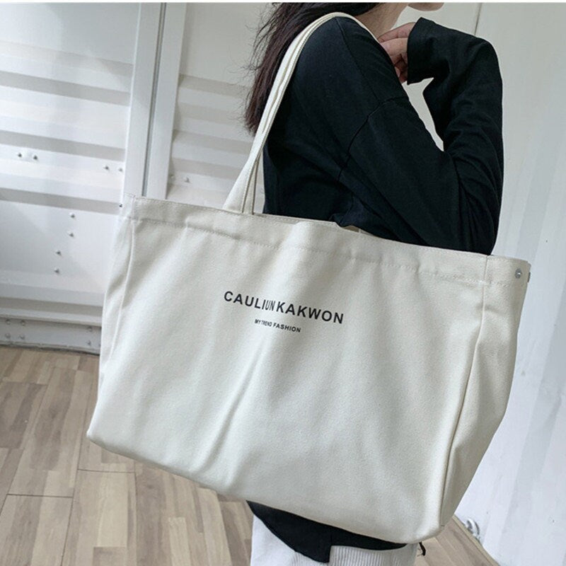 Large, thick canvas bag Simple handbag Tooth bag Eco-friendly canvas bag Travel one-shoulder bag