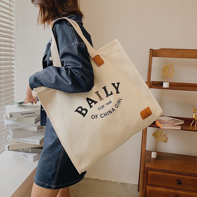 Thickened canvas bag Customized LOGO Handbag Simple eco-friendly shopping bag Large canvas bag Travel one-shoulder bag