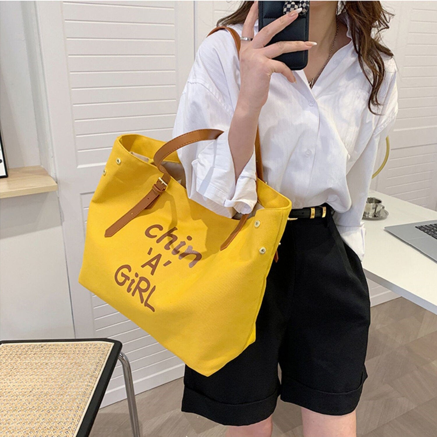 Large Canvas Bag Customized One-shoulder Bag Handbag Recreational Cloth Bag Yoga Canvas Bag Travel Bag