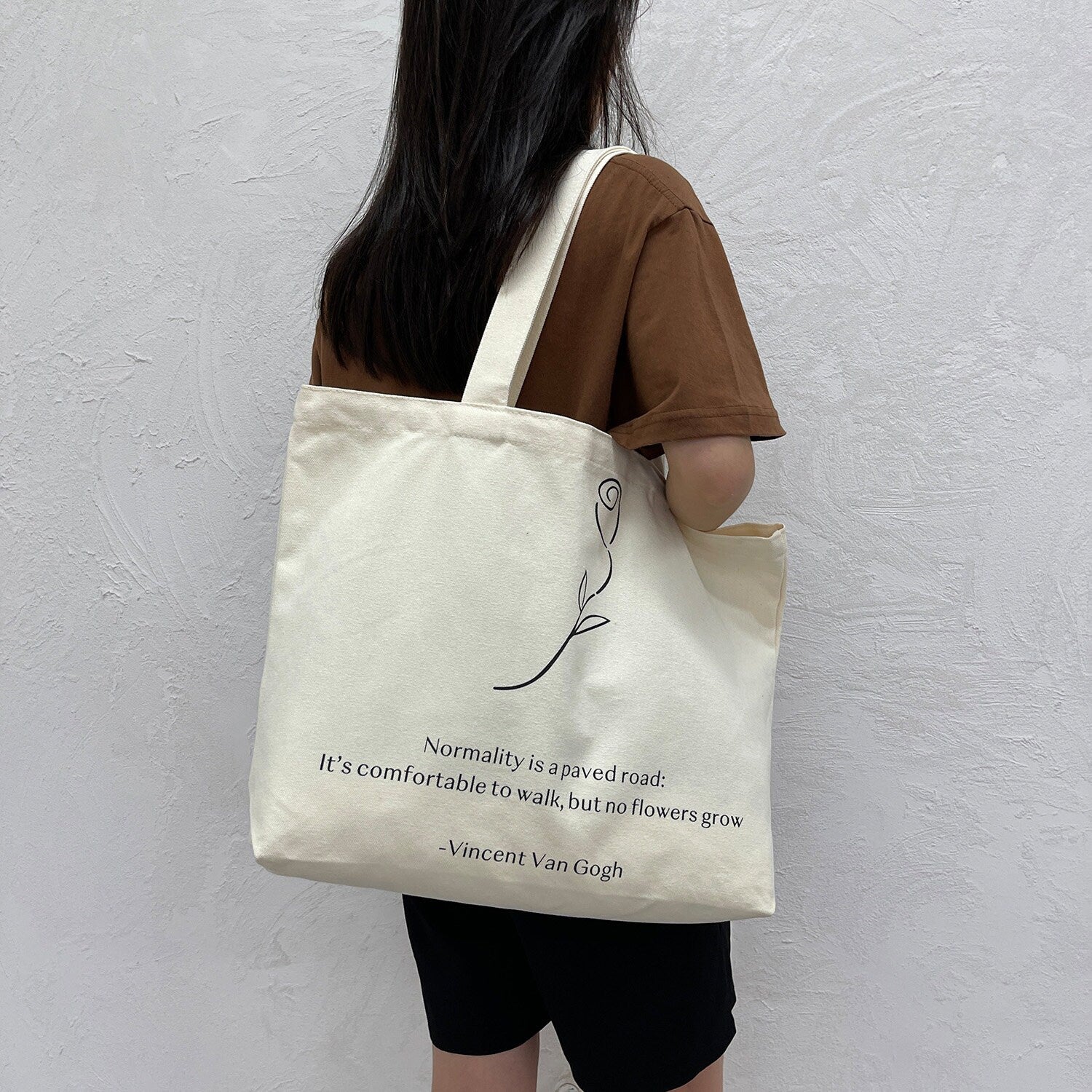 Large Handheld Canvas Bag Simple One-shoulder Bag Customized Women's Large Bag Yoga Canvas Bag