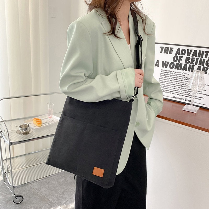 Eco-friendly canvas bag Texture Literature bag Large capacity handbag Single shoulder bag Slant bag