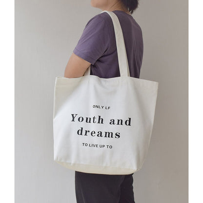 Large Capacity Simple Literature Canvas Bag Customized Retro Handbag Eco-friendly Canvas Bag