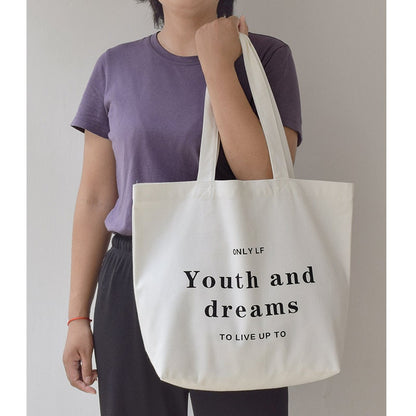 Large Capacity Simple Literature Canvas Bag Customized Retro Handbag Eco-friendly Canvas Bag