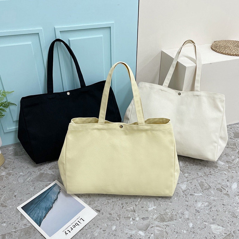 Large Thickened Canvas Bag Customized Simple One-shoulder Travel Bag Green Shopping Sack