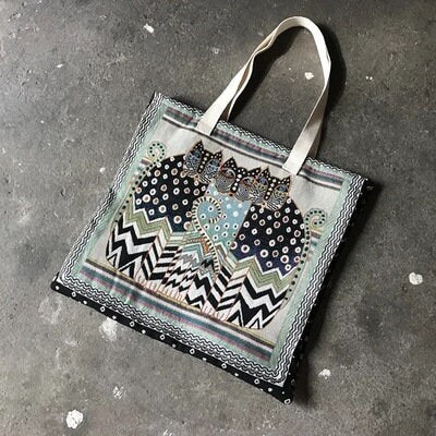 Autumn and Winter New Meow Star Man Cloth Bag Horizontal Single Shoulder Bag Women's Schoolbag Cat handbag Super large fabric canvas bag