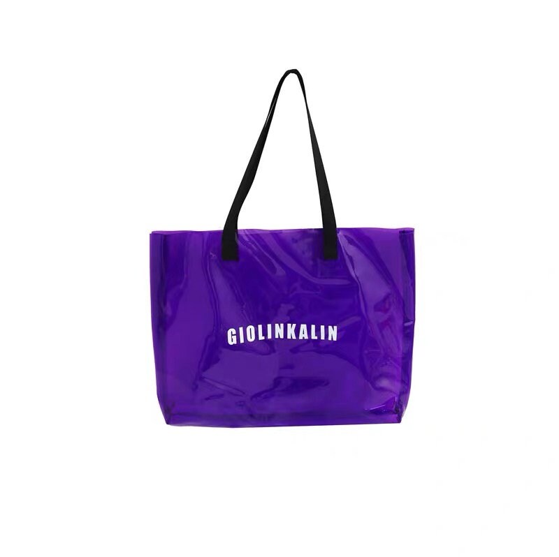 Custom made large volume PVC waterproof women Renaissance single shoulder stapling Yoga Fitness Tote clear wrap set her most beautiful gift