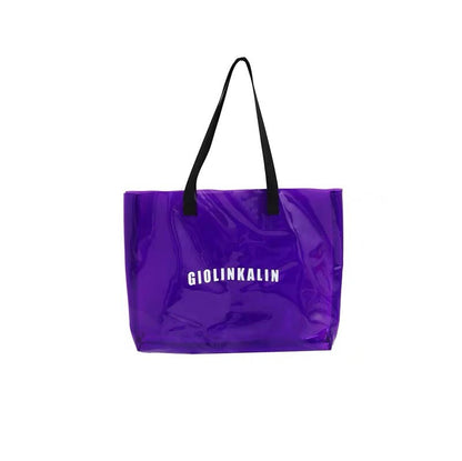 Custom made large volume PVC waterproof women Renaissance single shoulder stapling Yoga Fitness Tote clear wrap set her most beautiful gift