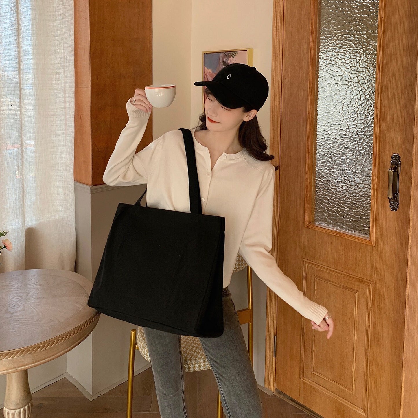 Canvas Bag One-shoulder Bag Handbag Eco-friendly Bag Yoga Large Capacity Canvas Bag Custom-made Logo
