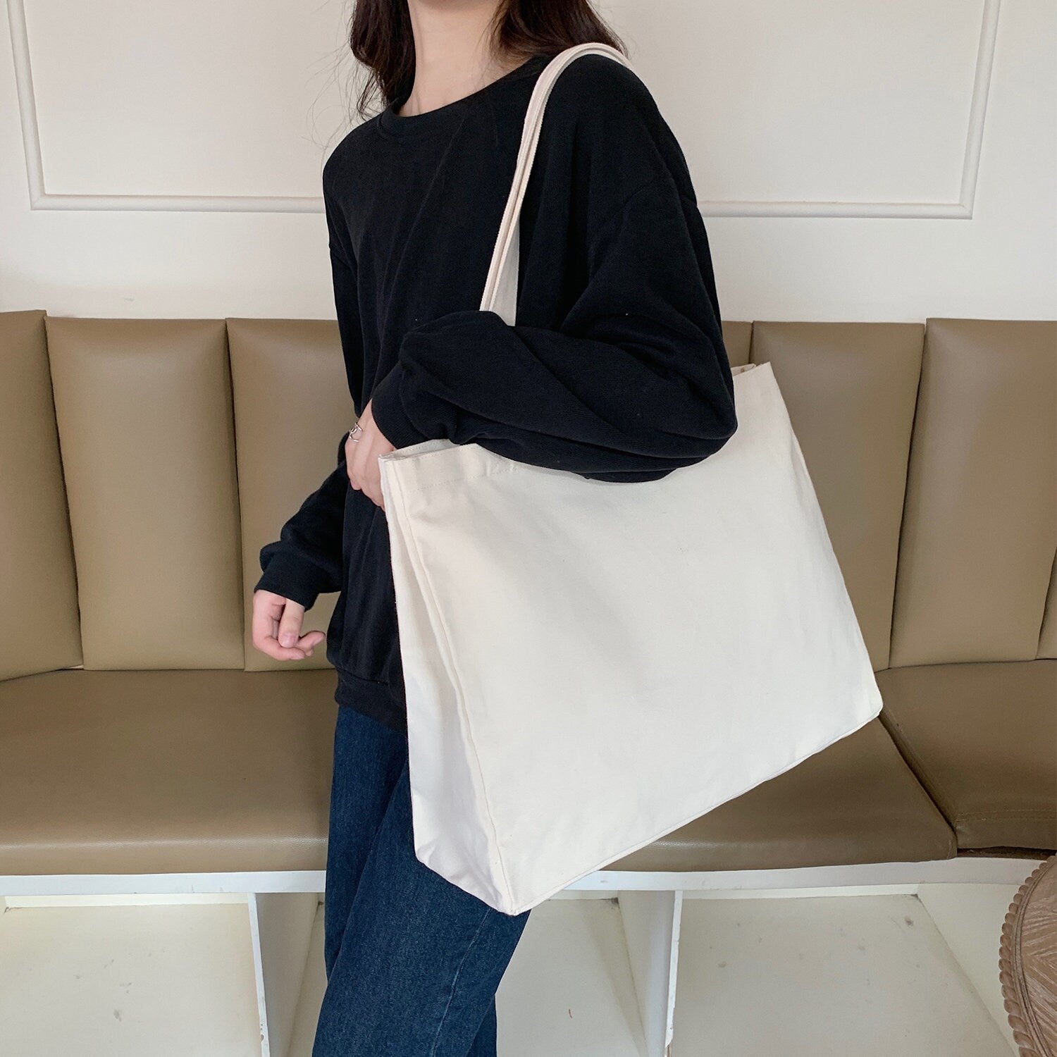 Canvas Bag One-shoulder Bag Handbag Eco-friendly Bag Yoga Large Capacity Canvas Bag Custom-made Logo