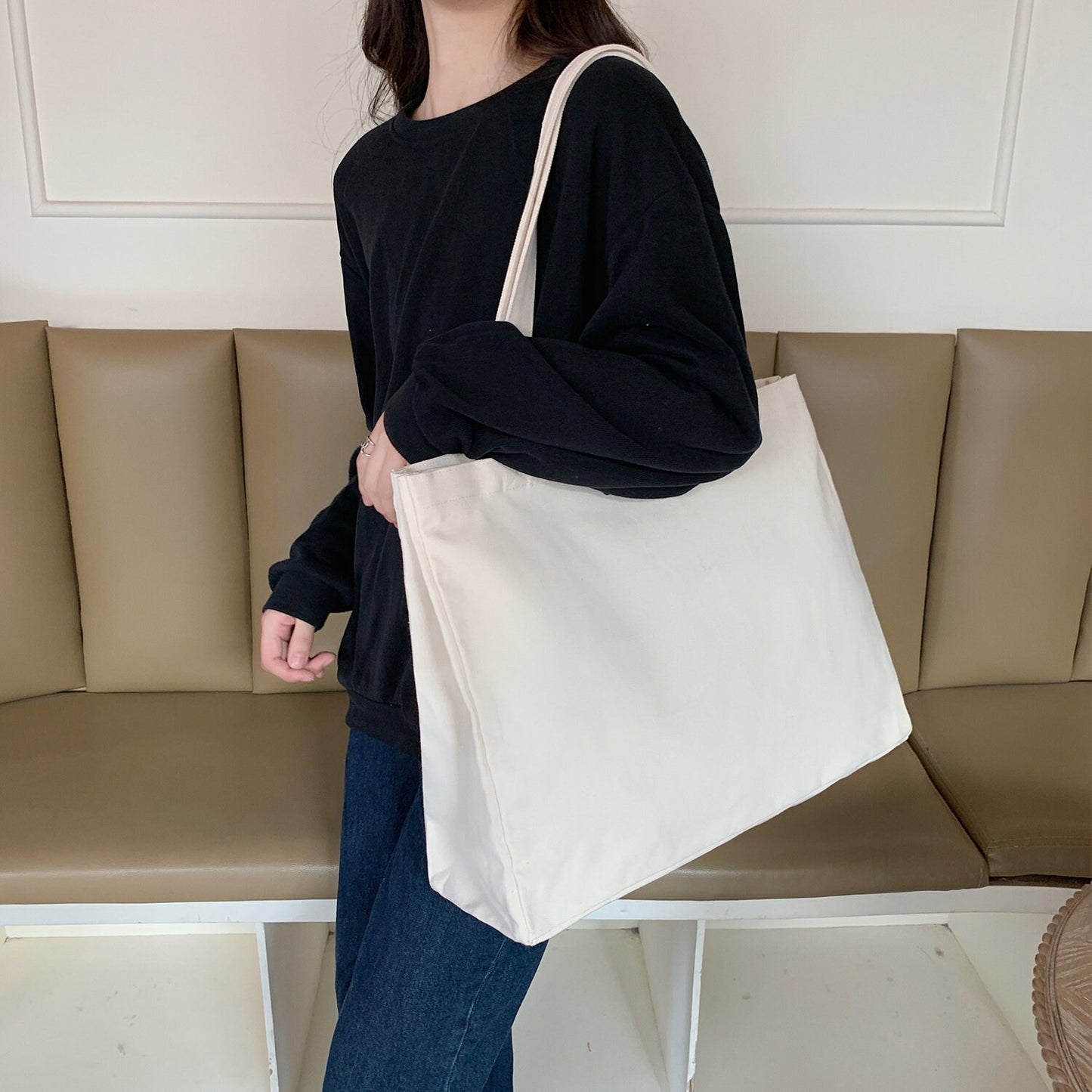 Canvas Bag One-shoulder Bag Handbag Eco-friendly Bag Yoga Large Capacity Canvas Bag Custom-made Logo