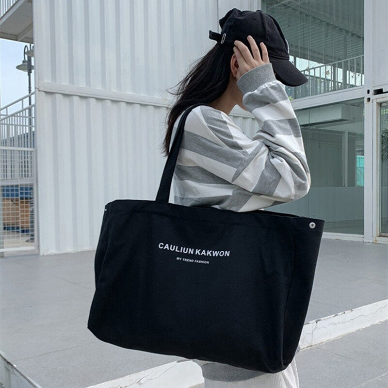 Large, thick canvas bag Simple handbag Tooth bag Eco-friendly canvas bag Travel one-shoulder bag