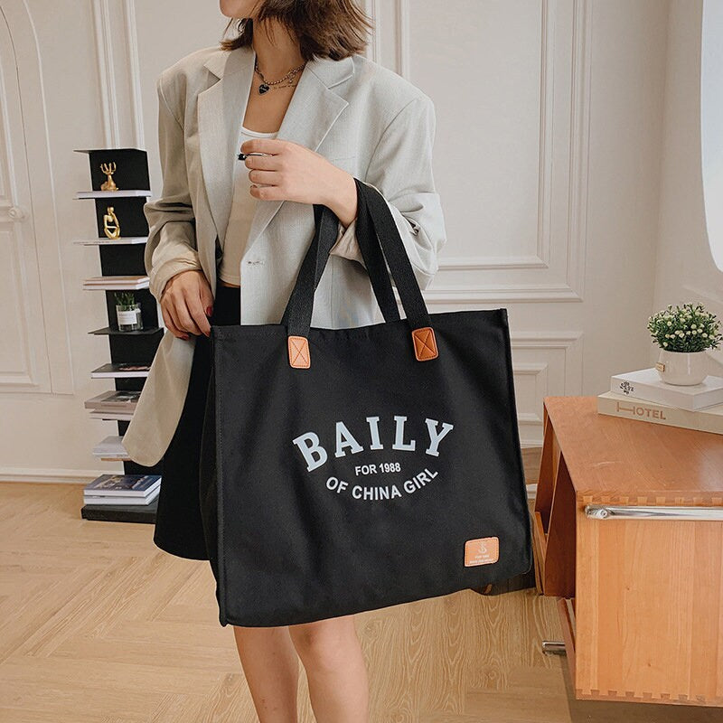 Thickened canvas bag Customized LOGO Handbag Simple eco-friendly shopping bag Large canvas bag Travel one-shoulder bag