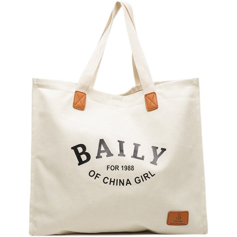 Thickened canvas bag Customized LOGO Handbag Simple eco-friendly shopping bag Large canvas bag Travel one-shoulder bag