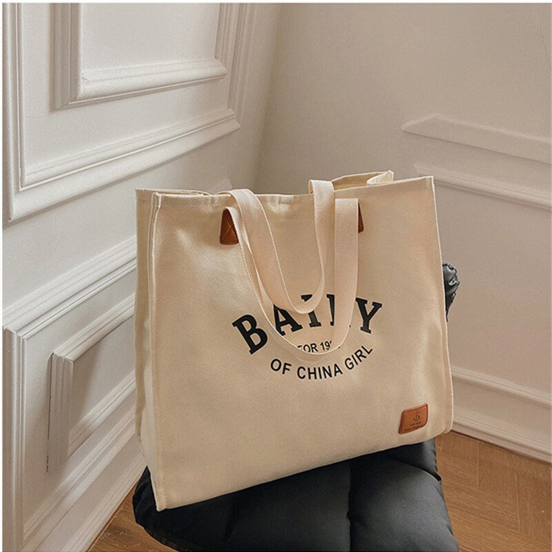 Thickened canvas bag Customized LOGO Handbag Simple eco-friendly shopping bag Large canvas bag Travel one-shoulder bag