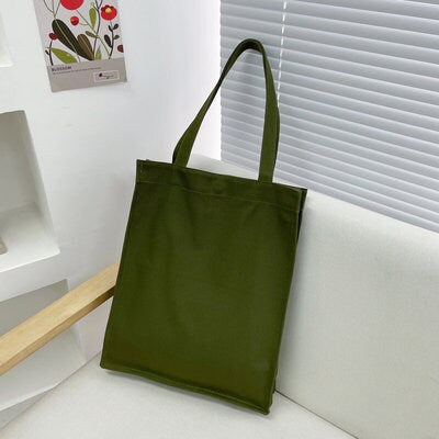 Canvas bag Large capacity handbag Customized one-shoulder bag Shopping hand-painted solid color bag