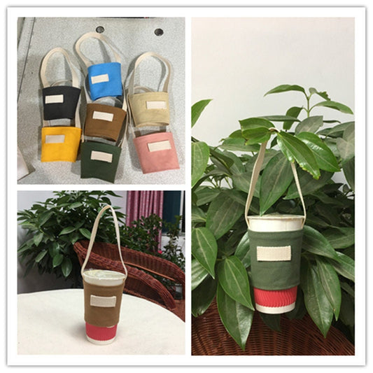 Colored Canvas Coffee Cup Set Handheld Eco-friendly Beverage Bag Insulated Cup Set Handshaken Milk Tea Cup Set Customization