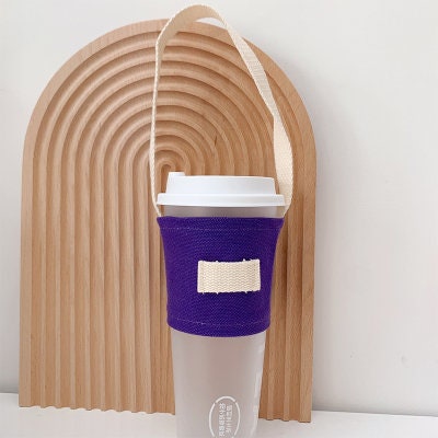 Colored Canvas Coffee Cup Set Handheld Eco-friendly Beverage Bag Insulated Cup Set Handshaken Milk Tea Cup Set Customization