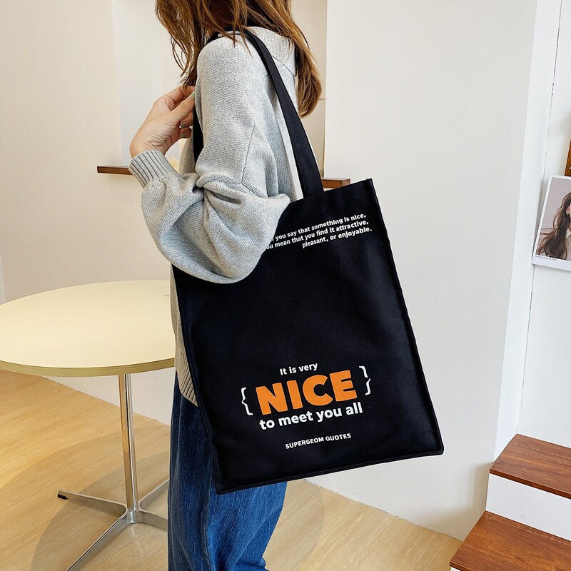 Environmental bag One shoulder bag Canvas bag Customized LOGO handbag Student's large capacity bag Gift for her