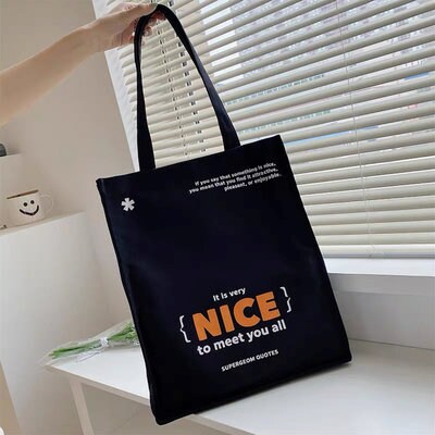 Environmental bag One shoulder bag Canvas bag Customized LOGO handbag Student's large capacity bag Gift for her