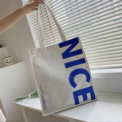 Environmental bag One shoulder bag Canvas bag Customized LOGO handbag Student's large capacity bag Gift for her