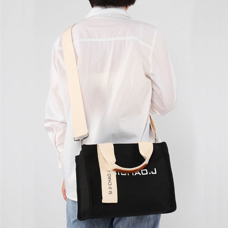 Environmentally Protected Hand-held Canvas Ladies Bag Customized Simple Leisure Large Capacity One-shoulder Bag Commuter Slant Canvas Bag