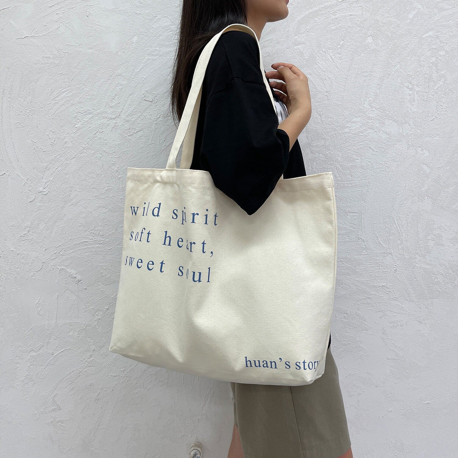 Large Handheld Canvas Bag Simple One-shoulder Bag Customized Women's Large Bag Yoga Canvas Bag