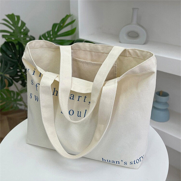 Large Handheld Canvas Bag Simple One-shoulder Bag Customized Women's Large Bag Yoga Canvas Bag