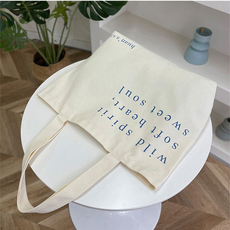 Large Handheld Canvas Bag Simple One-shoulder Bag Customized Women's Large Bag Yoga Canvas Bag