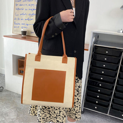 High-end gift canvas one-shoulder bag Vintage Leather Handbag Large travel bag for her gift