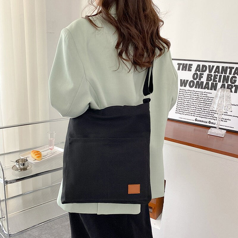 Eco-friendly canvas bag Texture Literature bag Large capacity handbag Single shoulder bag Slant bag