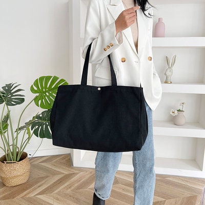 Large Thickened Canvas Bag Customized Simple One-shoulder Travel Bag Green Shopping Sack