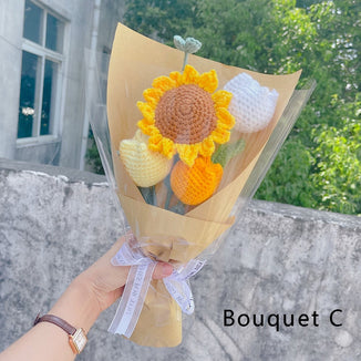 Crochet Sunflower Bouquet - Handmade Knitted Sunflowers