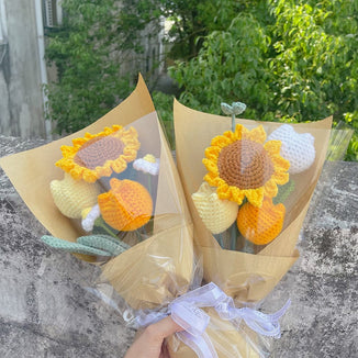 Crochet Sunflower Bouquet - Handmade Knitted Sunflowers