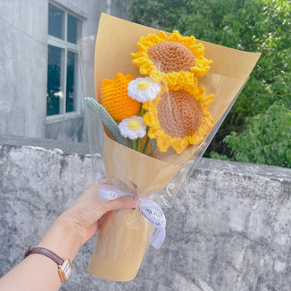 Crochet Sunflower Bouquet - Handmade Knitted Sunflowers